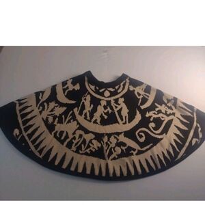 Chacok Small Black and Cream Folk Art Sweater Skirt 60% Lambs wool 40% Acrylic